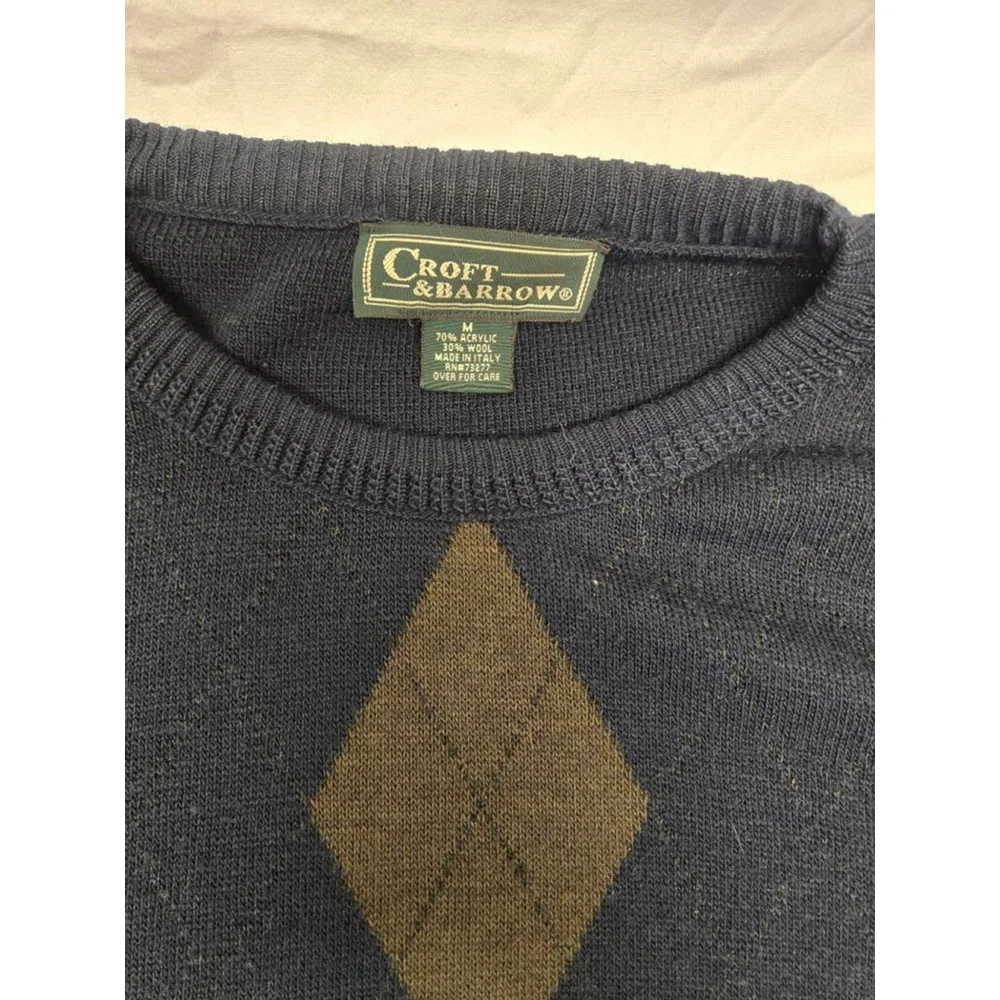 Navy Croft & Barrow Men's Argyle Sweater Size M